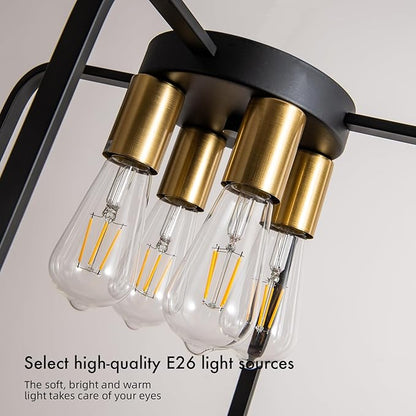 KSRYSZCQ 4-Light Flush Mount Ceiling Light Fixture Farmhouse Industrial Black Metal Ceiling Light for for Kitchen Living Room Bedroom Hallway Foyer, E26 Base