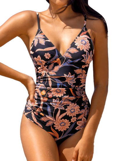 CUPSHE Women's One Piece Swimsuit Tummy Control V Neck Bathing Suits XXL