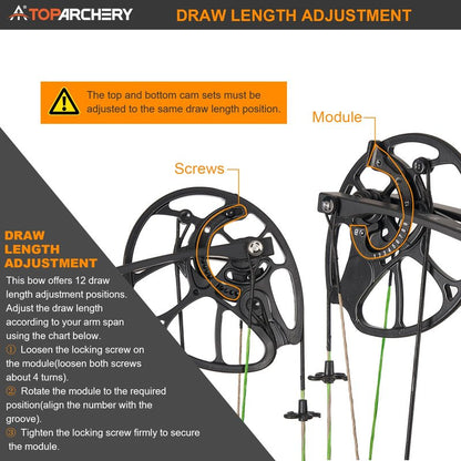 TOPARCHERY Compound Bow and Arrow for Adult Youth and Beginner- Right Hand Archery Compound Bows,Adjustable 30-70LB Draw Weight, 23.5-30.5IN Draw Length, Archery Hunting Bow Set