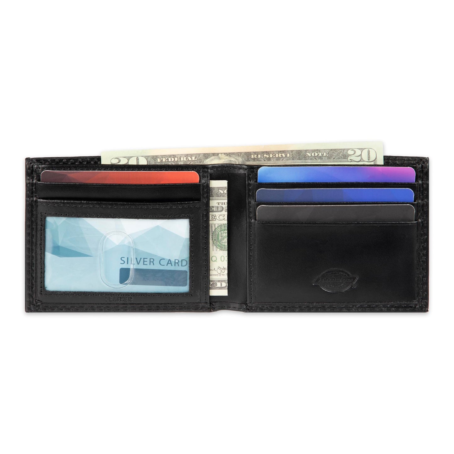 Dickies Mens RFID Everyday Leather Bifold Chain Wallet Black