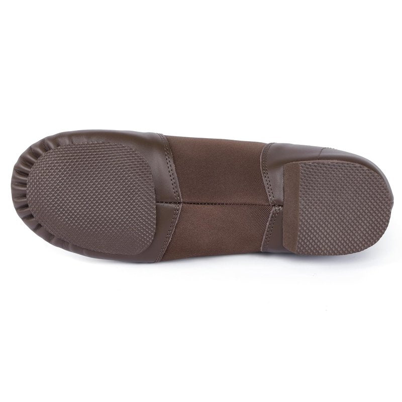Linodes Unisex Leather Upper Jazz Shoe Slip-on Dance Shoes for Women and Men Coffee 5.5M