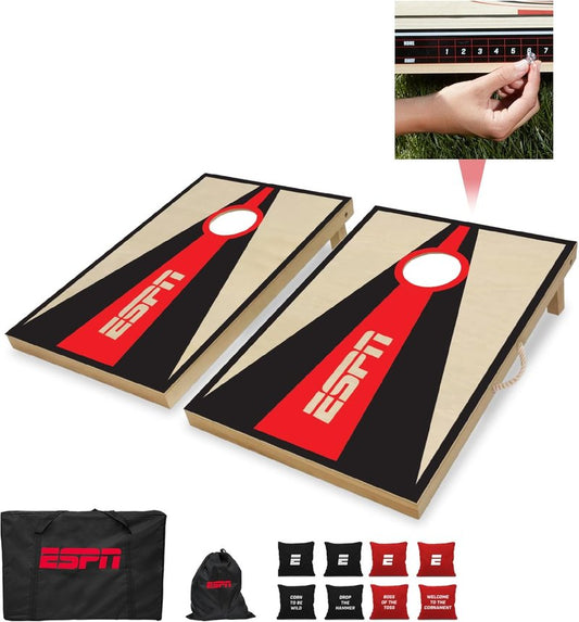 Solid Wood Cornhole Board Set - Includes Bean Bags & Travel Case | Perfect for Outdoor Games