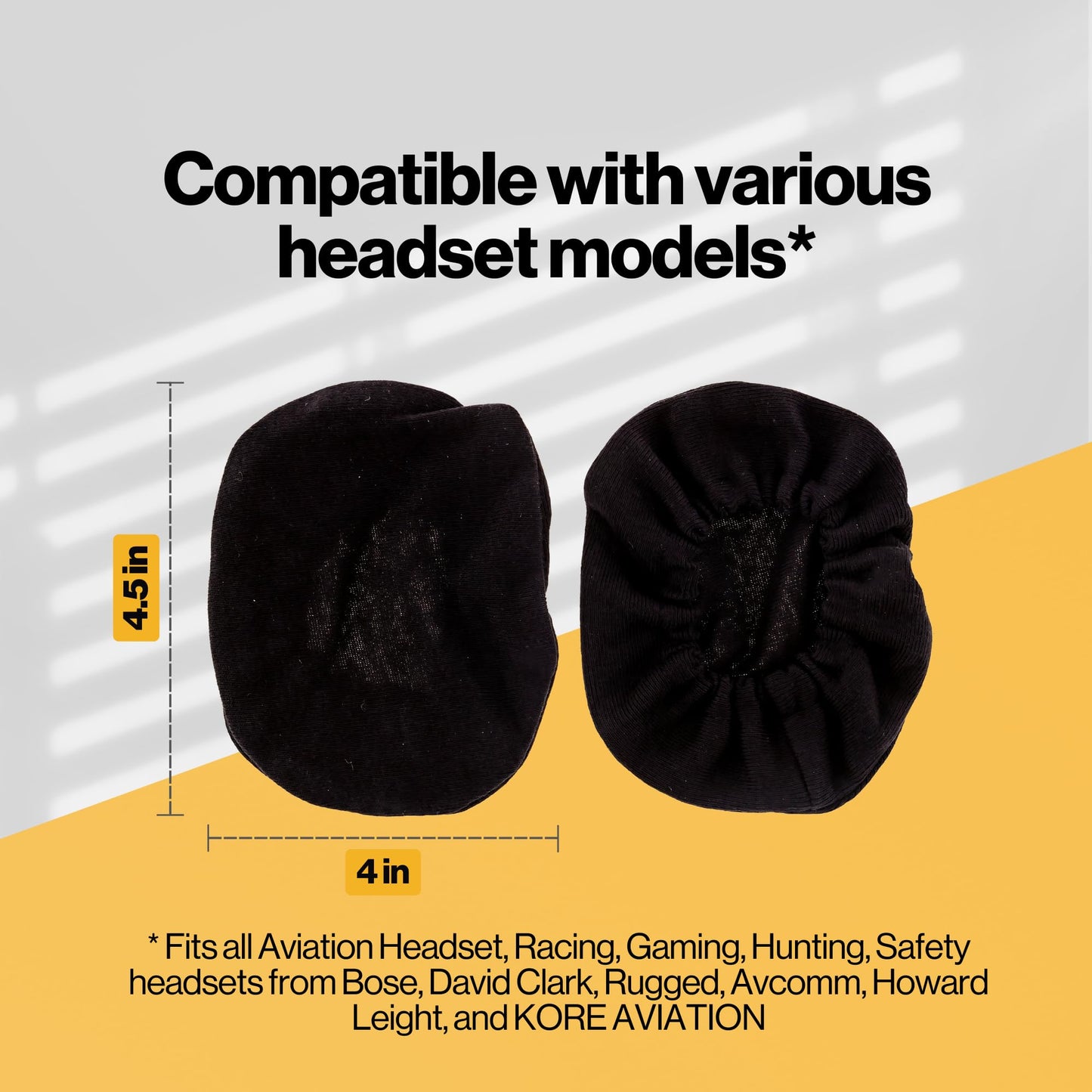 KORE AVIATION 100% Cotton Headphone Ear Covers Washable Double Knit for Aviation Headset, Gym, Training, Racing, Gaming, Hunting & Headset Ear Pads (Sold in Pairs)
