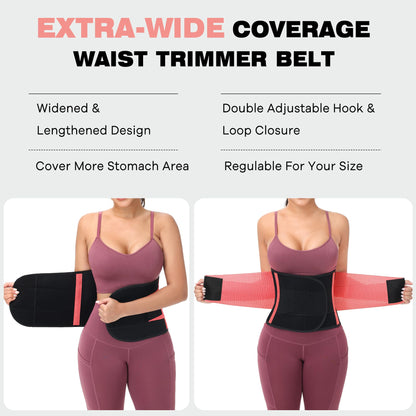 VENUZOR Waist Trainer Belt for Women - Waist Cincher Trimmer - Slimming Body Shaper Belt - Sport Girdle Belt (UP Graded)(Pink,XX-Large)
