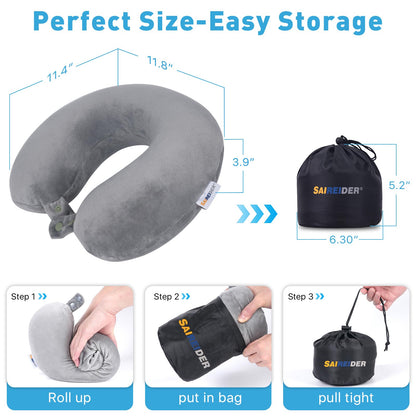 SAIREIDER Neck Pillows for Travel-Head Neck Support Travel Pillow for Traveling, Car, Home, Office Adjustable(Navy Blue)