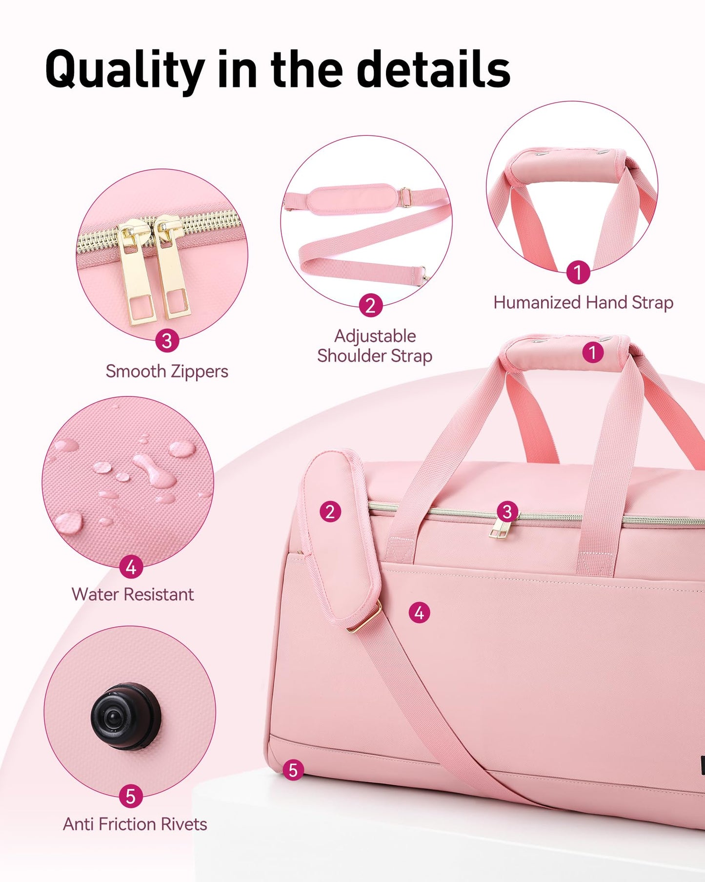 Convertible Travel Garment Bag, Carry on Garment Duffel Bag, 2 in 1 Hanging Dress Suitcase Suit Travel Bags, for Business Trips with Shoe Compartment & Multiple Pockets, AGPTEK (Pink)