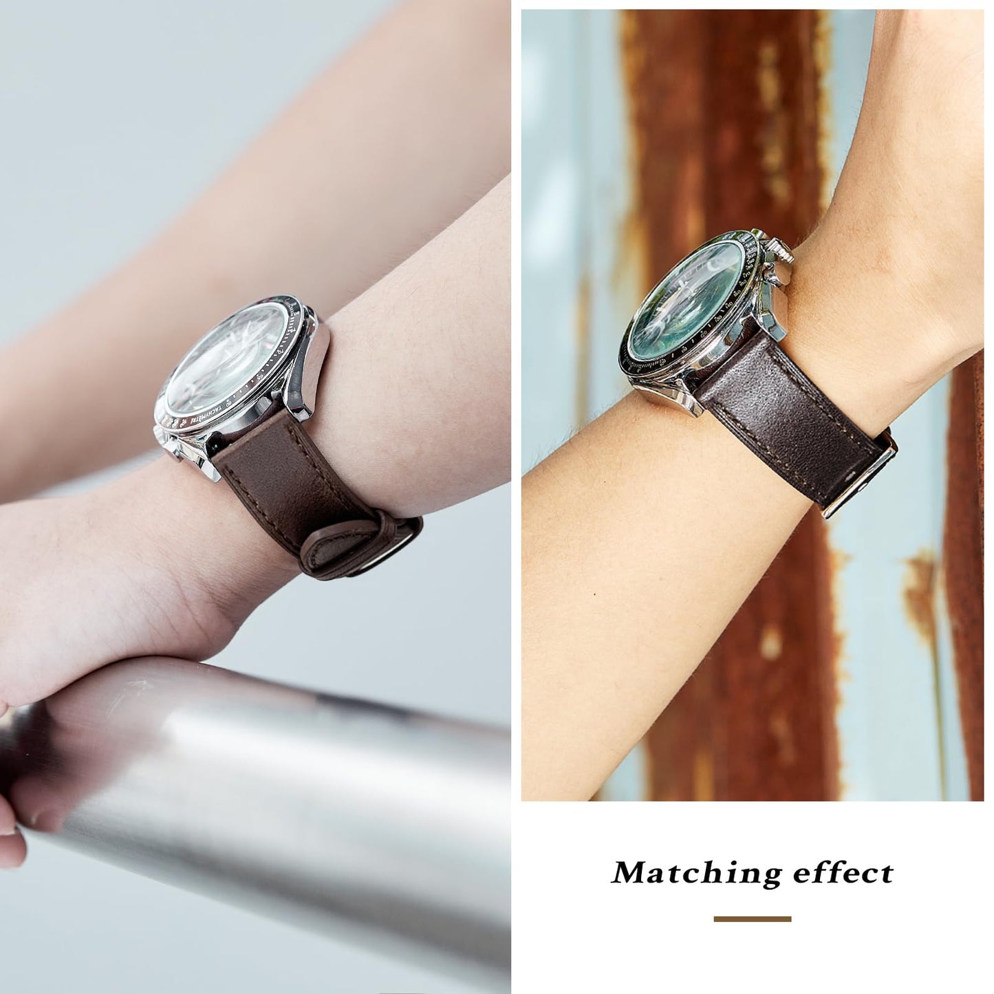 Afany Leather Watch Band 20mm, Quick Release Replacement Watch Strap, Dark Brown for Men Women