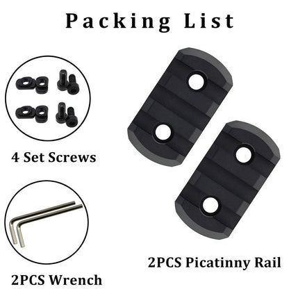 Ficero Mlok Picatinny Rail Aluminum Section Accessory, 3 Slots (2 Pack)