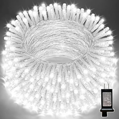 LAMPHOME 66ft Christmas Decorative Mini Lights,200 LED Transparent Wire Fairy Starry String Lights Plug in, 11 Lighting Modes, for Indoor Outdoor Xmas Tree Wedding Party Decoration (White)