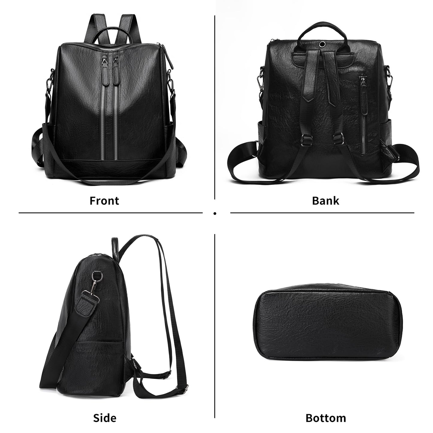 GAEKEAO Backpack Purse for Women PU Leather Anti-theft Backpack Ladies Convertible Large Travel Designer Fashion Shoulder Bag