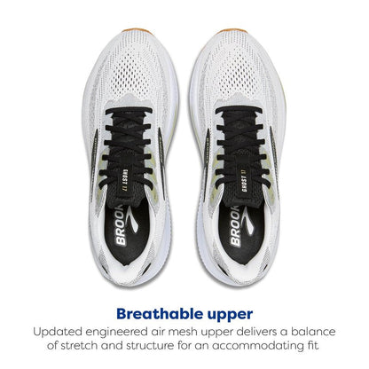 Brooks Men’s Ghost 17 Neutral Running Shoe - White/Black/Tea - 15 Medium