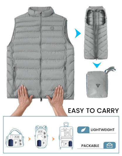 M MAELREG Mens Vest Lightweight Packable Quilted Warm Puffer Outerwear Winter Zip Up Sleeveless Jacket Golf Hiking
