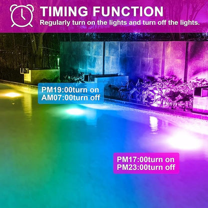 Outdoor LED Flood Light RGB Color Changing 500W Equivalent 2700k WarmWhite 5000LM Spotlight(Remote Control, 120 Colors Strobe, Dimmable,24H Timer, US 3-Plug)