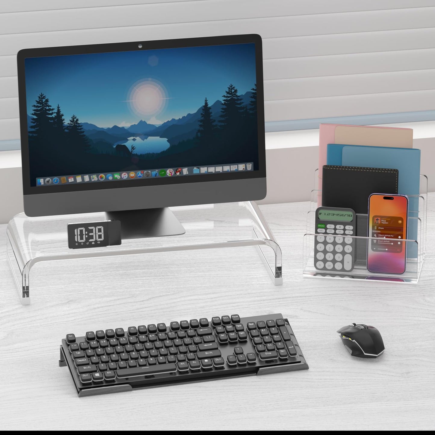 Richboom Computer Keyboard Stand Tilt PC Keyboard Stand Riser for Easy Ergonomic Typing, Acrylic Keyboard Tray Holder for Office Desk, Home, School, with Silicone Anti-Slip Case, Black
