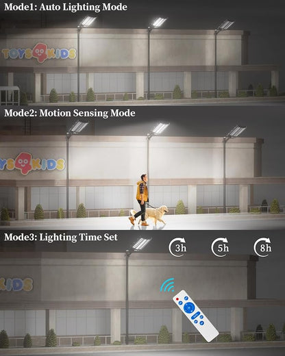 Ofuray Of-8800W Solar Street Lights Outdoor, 6500k Solar Security Flood Parking Lot Lights Dusk to Dawn,IP67 Waterproof Led with Remote Control Motion for Street,Court,Barn