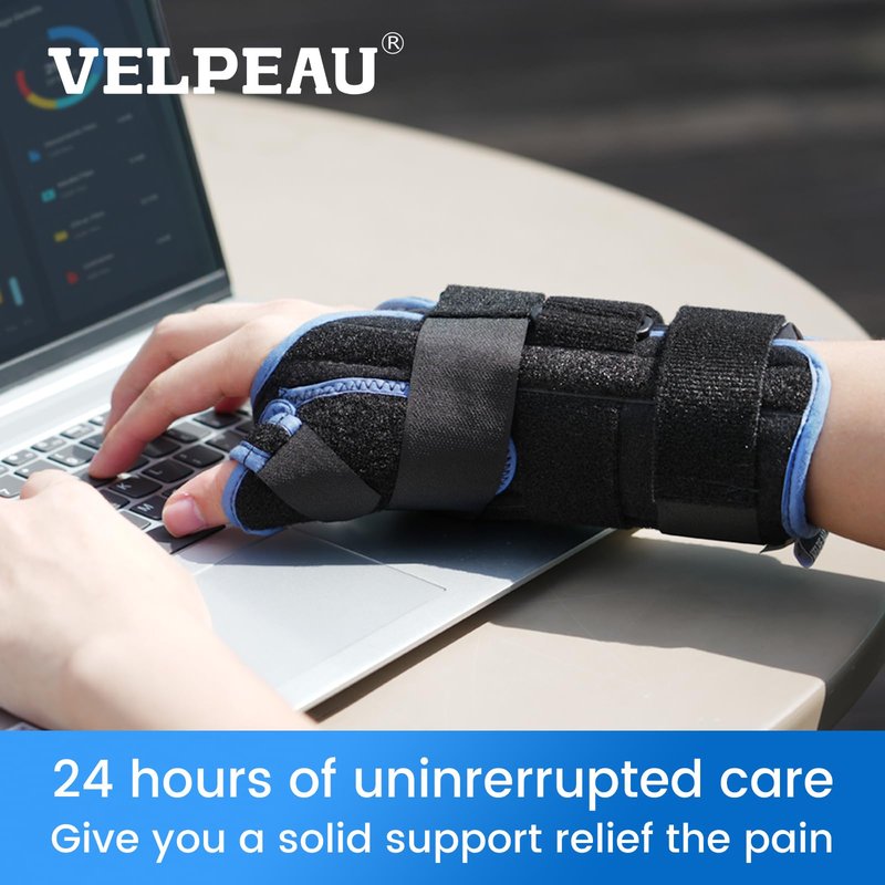 Velpeau Carpal Tunnel Wrist Brace with Thumb Stabilizer Night Support, Completely Stabilizes Wrist Thumb Joint, Pain Relief for Tendonitis, De Quervain's Tenosynovitis, Arthritis (Reg, Right Hand, M)