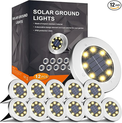 INCX Solar Lights Outdoor Waterproof,12 Pack Solar Lights for Outside, Solar Garden Lights Landscape Lighting for Patio Pathway Lawn Yard Deck Driveway Walkway, Warm White