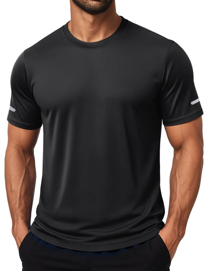 MAGCOMSEN Short Sleeve Shirts for Men Workout Dry Fit Sun Protection Moisture Wicking Shirt Gym Athletic Running Tshirt Rash Guard Black XL