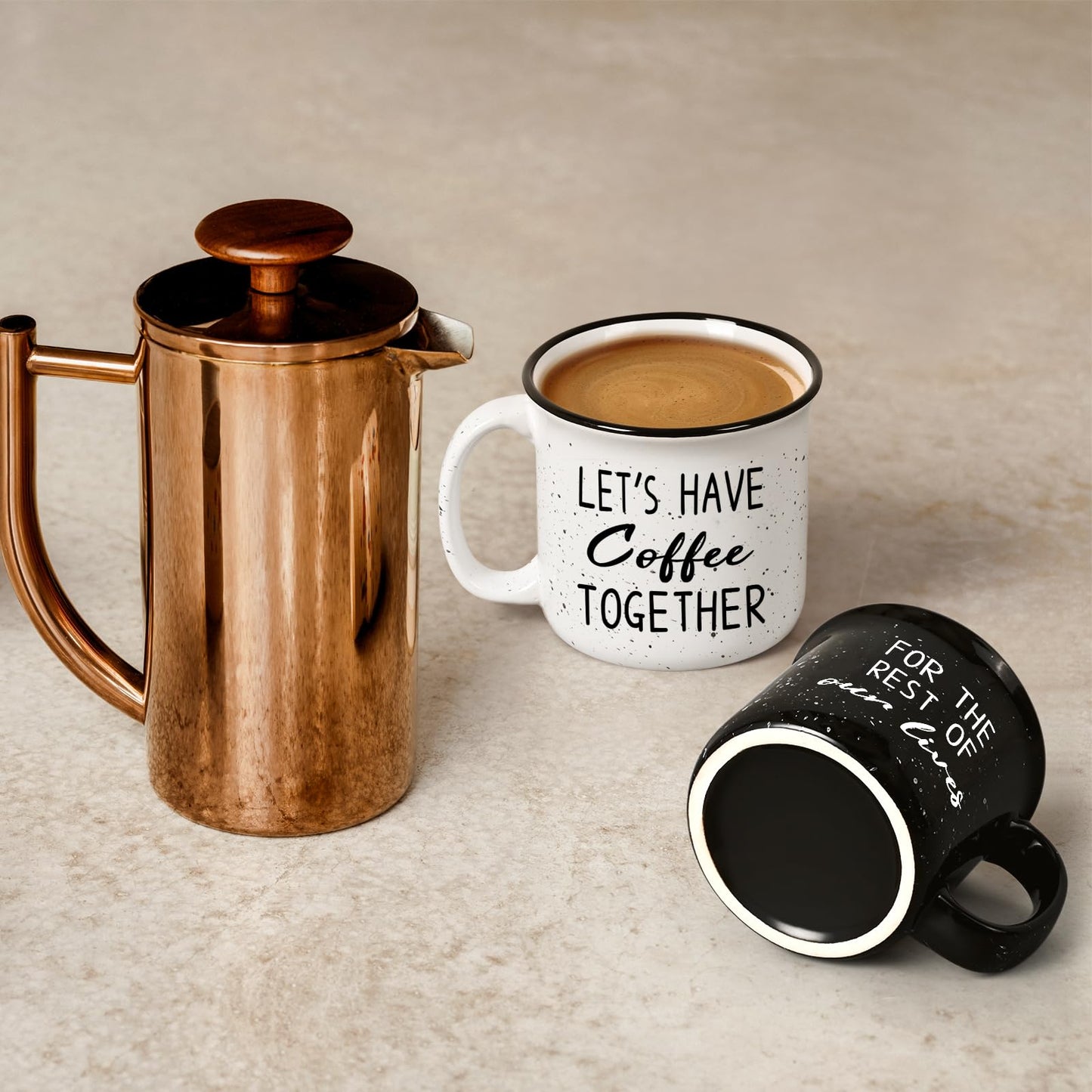 YHRJWN Couples Gifts, Let's Have Coffee Together For The Rest Of Our Lives Mug, Engagement Gifts for Couples, Anniversary Wedding Presents for Him Her, 15Oz