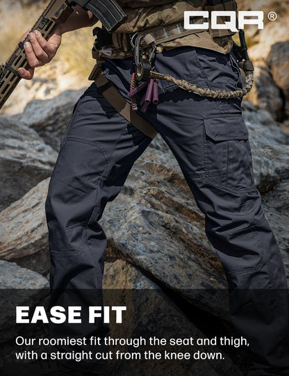 CQR Men's Tactical Pants, Water Resistant Ripstop Cargo Pants, Lightweight EDC Work Hiking Pants, Outdoor Apparel, Raider Police Navy, 34W x 30L