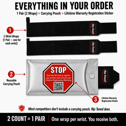 Rip Toned 18" Wrist Wraps for Weightlifting - Gray Camo Flex, USPA