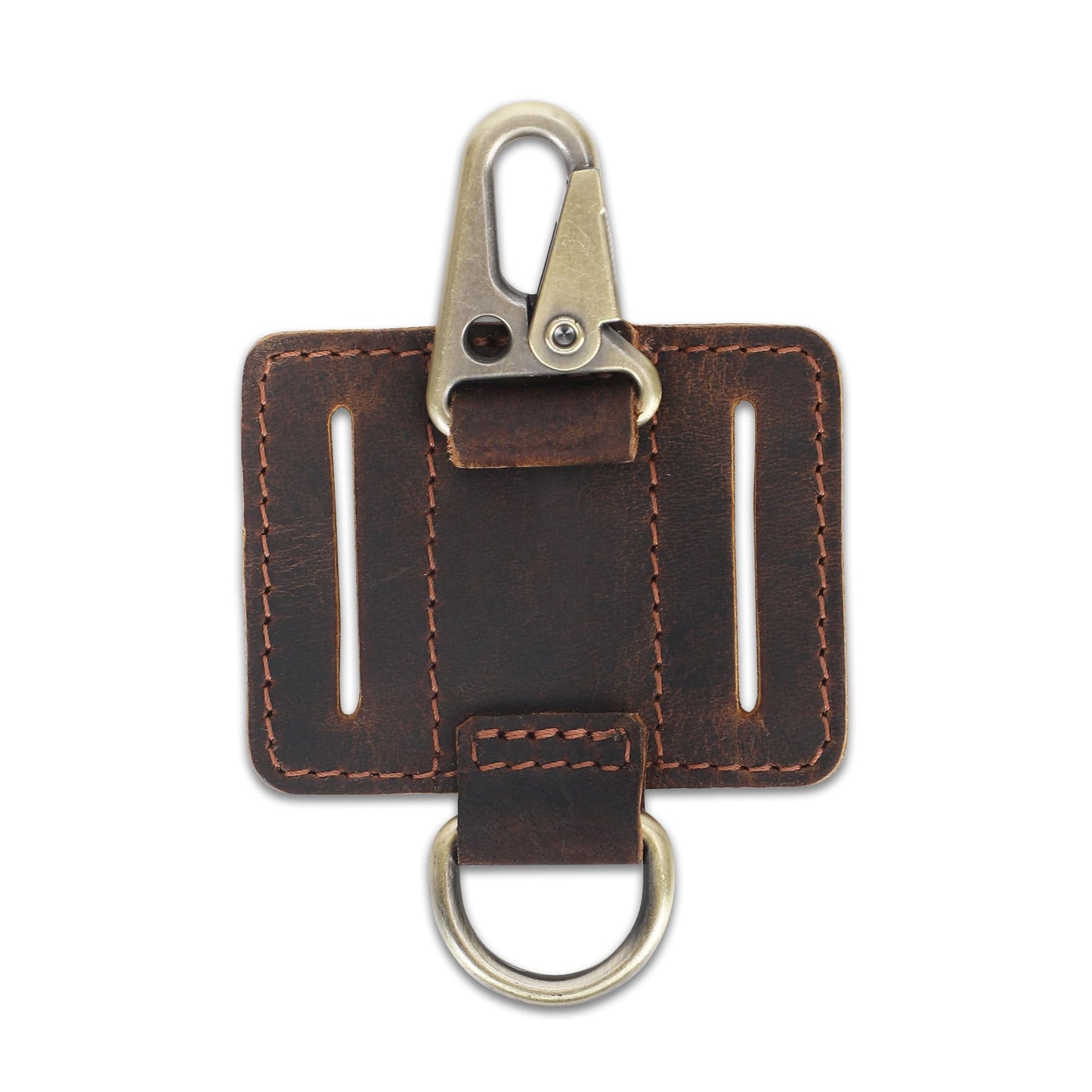 CestAntiQ Heavy Duty EDC Leather Key Ring Keychain Holder with Belt Loop, Key Fob Holder and Belt Clip for Men Brown