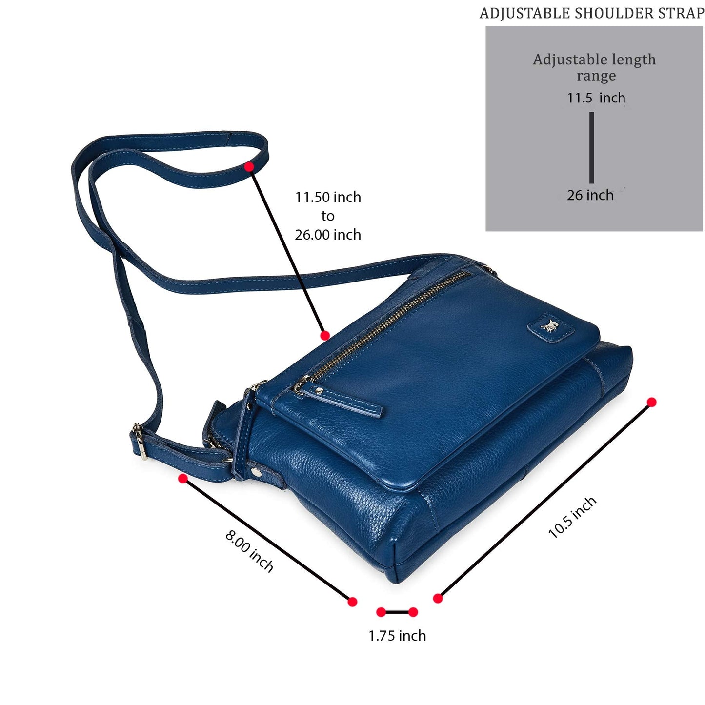 Leather Crossbody Bags for Women Small Soft Genuine Pebbled Sling Shoulder Handbag Crossover Purse with Full Adjustable Strap (Sapphire Blue Nappa)