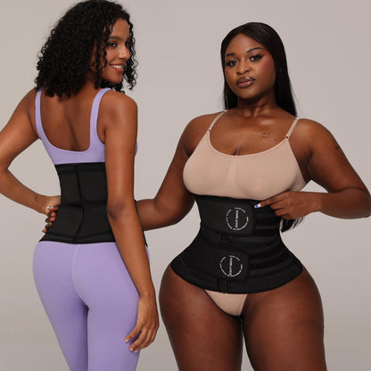Sculpt Snatch Double Layer Waist Trainer for Women - Tummy Control Belt for Postpartum Weight Loss, Gym & Workout, Abdominal Cincher for Curvy Body, Compression Shapewear(Black,S)