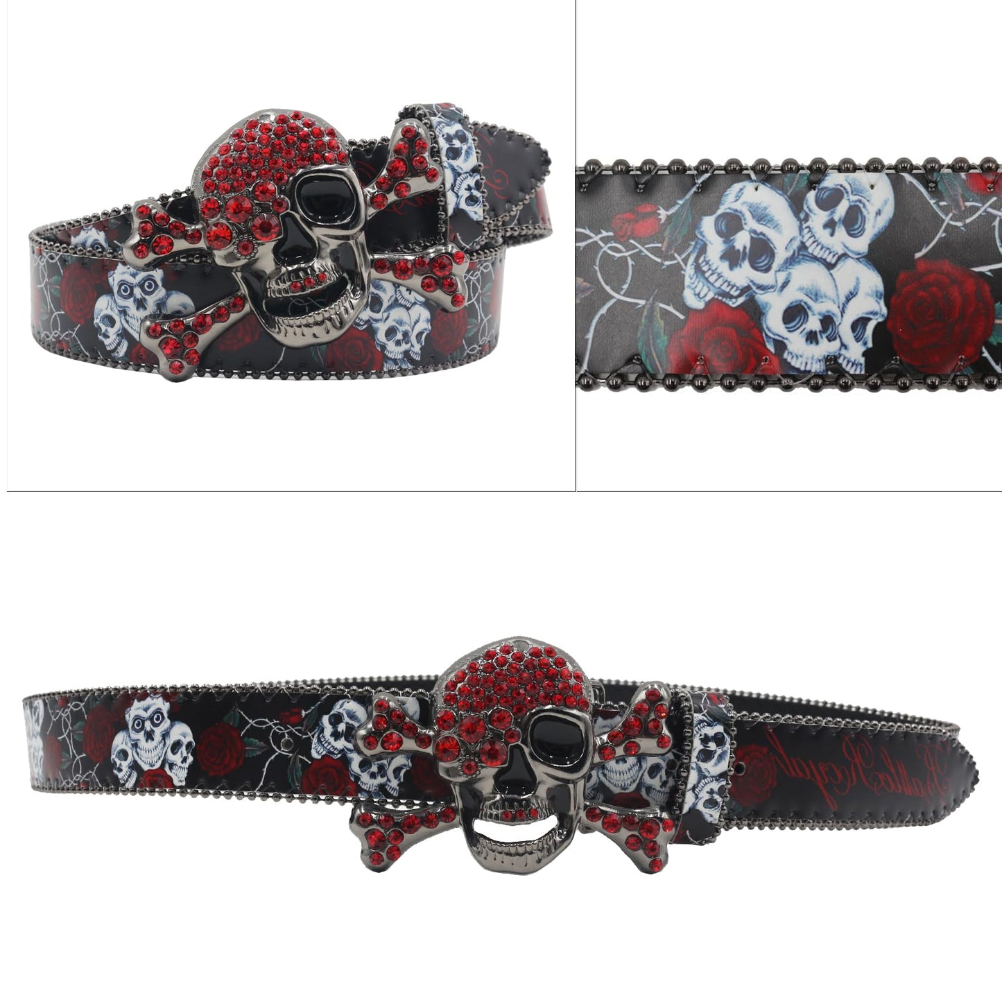 EVERBLTING Skull Rhinestone Belt for Men Women Y2k Cowgirl Cowboy Bling Belt Diamond Belts for Women for Jeans 125