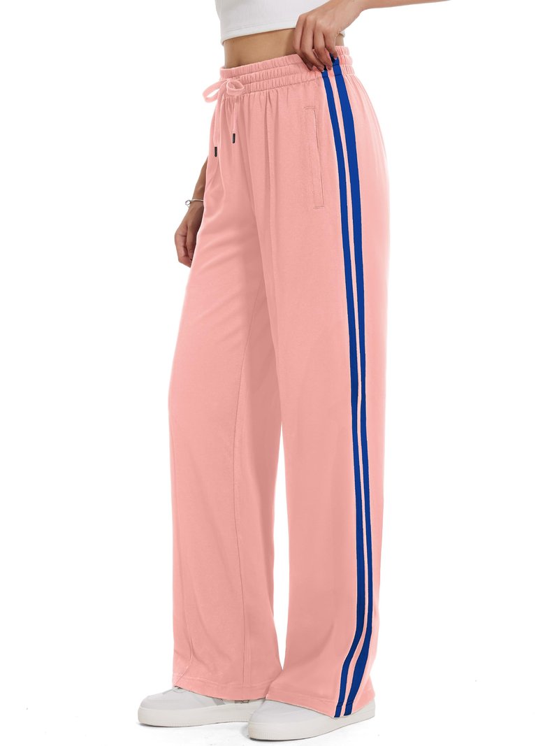 Tapata Tall Women's 34" Inseam Track Pants Elastic Waistband Y2K with Zipper Pockets Dance Studio Sweatpants, Pink, L