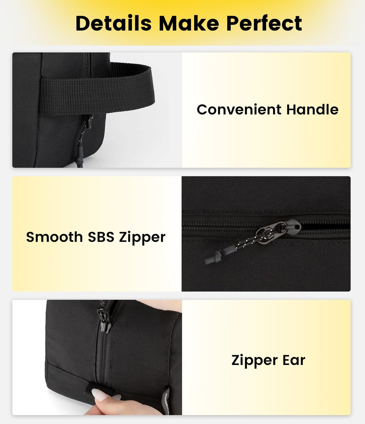 Vorspack Travel Toiletry Bag for Men - Large Toiletries Bag Water Resistant Hanging Travel Bag for Travel Toiletries Accessories - Black