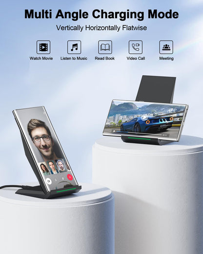 Fast Wireless Charger, [2 Pack] NANAMI Qi Certified Wireless Charging Stand Compatible iPhone 17/17 Air/17 Pro/17 Pro Max/16/15/14/13/12, Phone Charger for Galaxy S25/S24/S23/S22 and Qi-Enabled Phone