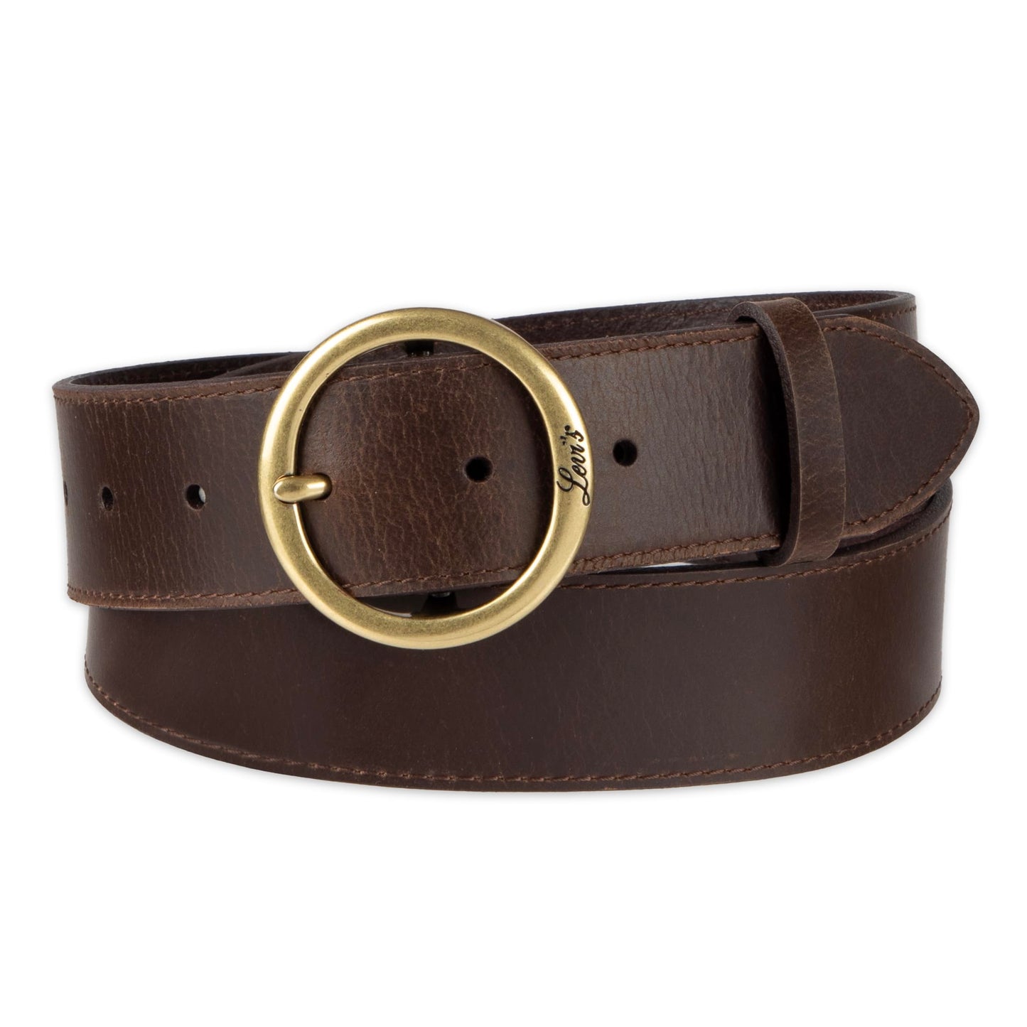 Levi's Women's Round Centerbar Sliding Loop Belt, Dark Brown, Small