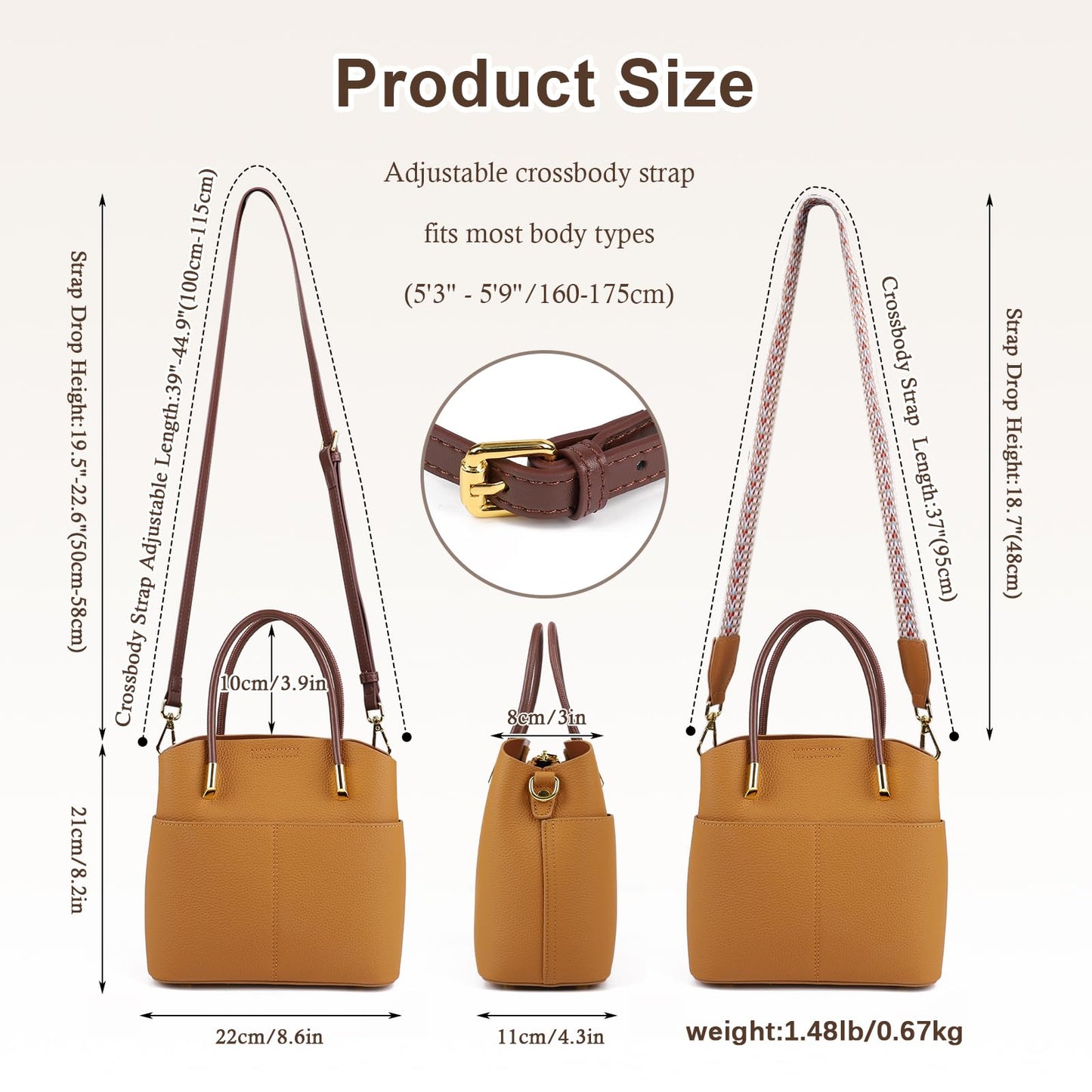 MFFOR Genuine Leather Crossbody Purses and Handbags for Women, Tote Shoulder Purse Bucket Handbag, Top Handle Satchel (Orange