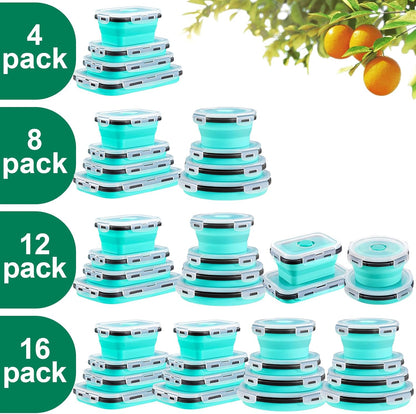 8 Pack Collapsible Food Storage Containers With Lids, Collapsible Storage Containers Sets Silicone Collapsible Bowls For Camping, RV Accessories, Travel Trailer Must (Mixed oz) (8)
