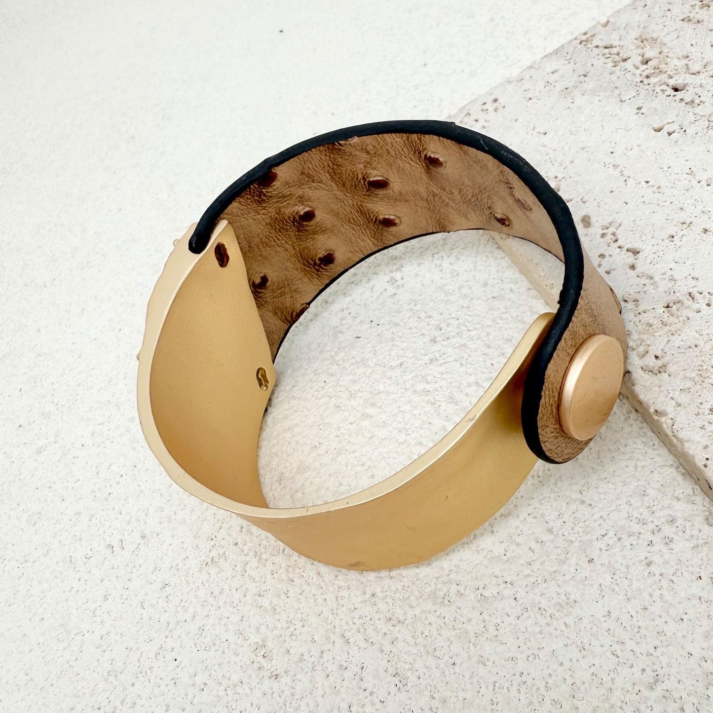 YKKZART Leather Wrap Bracelet Brown Leather Bangle Bracelet Statement Gold Cuff Bracelet for Women Trendy Birthday Gift