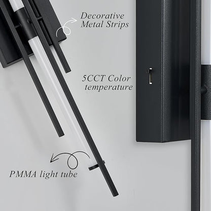 31" Black LED Vanity Light LED Bathroom Wall Light Over Mirror 5CCT(3000K/3800K/4500K/5200K/6000K) Modern Dimmable Bathroom Wall Lamp Picture Lighting