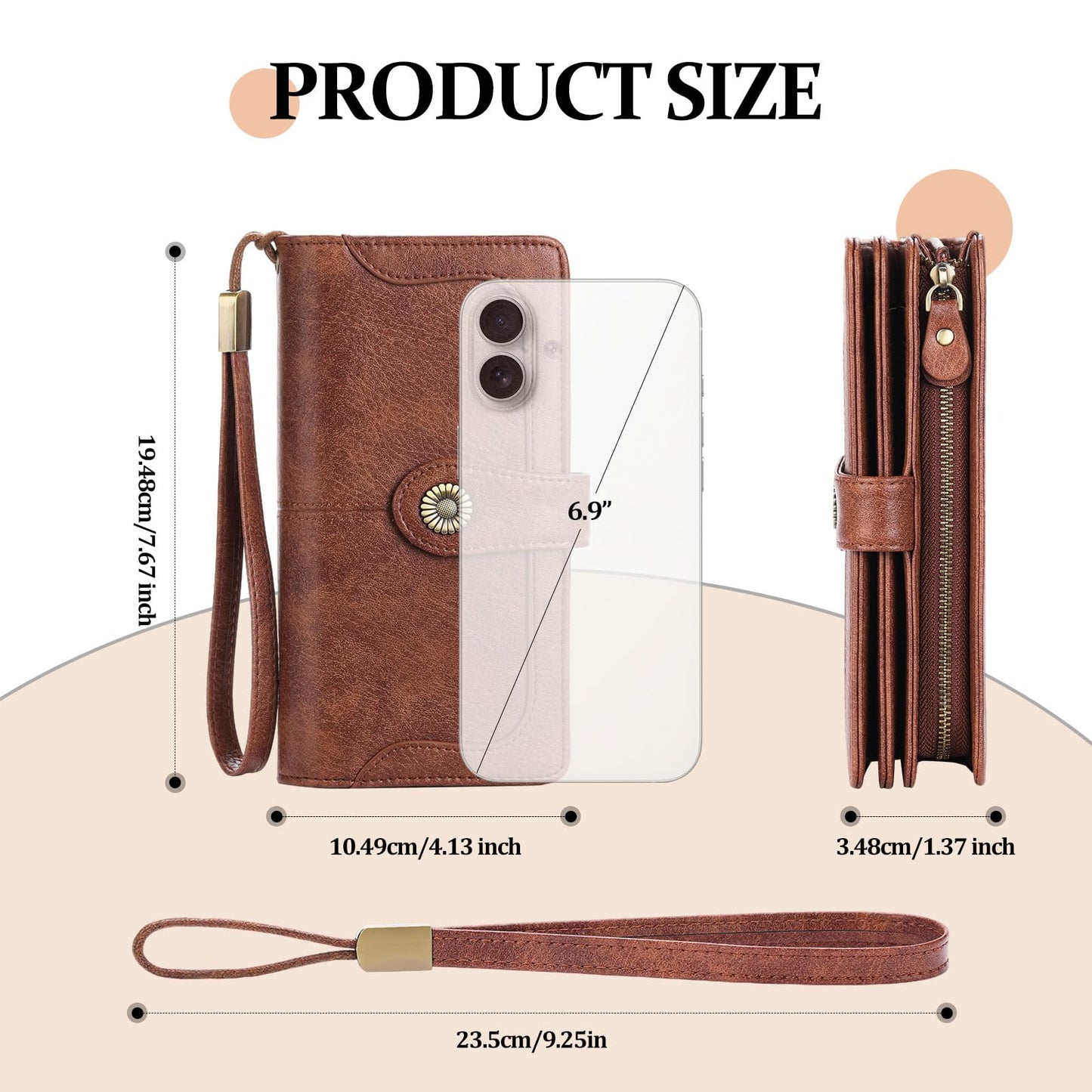 FALAN MULE Women's Wallet Leather RFID Blocking Large Capacity Trifold Ladies Wallet Wristlet Clutch Card Holder