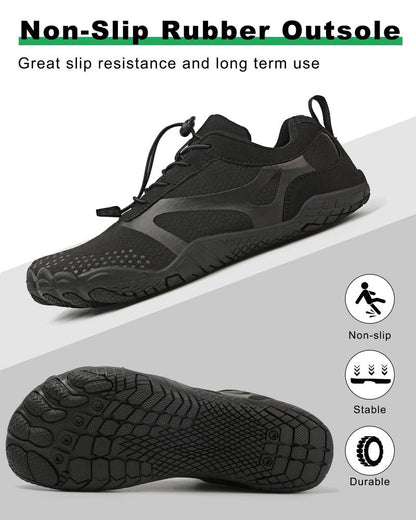 todaysunny Barefoot Shoes Mens Womens Minimalist Cross Training Shoes with Wide Toe Box Athletic Zero Drop Trail Walking Hiking Running Sneakers Black