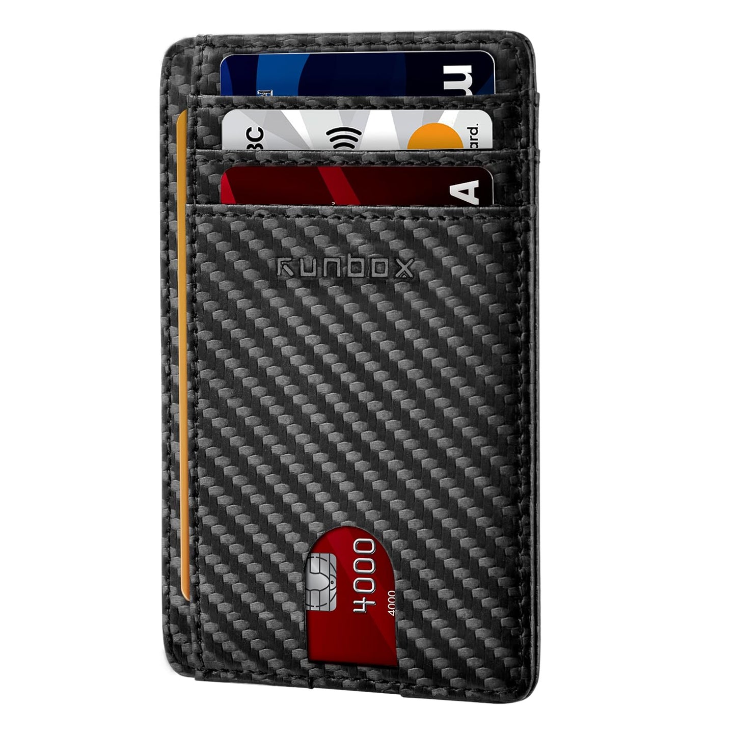 RUNBOX Slim Minimalist Front Pocket RFID Blocking Leather Wallets for Men and Women Gift Box