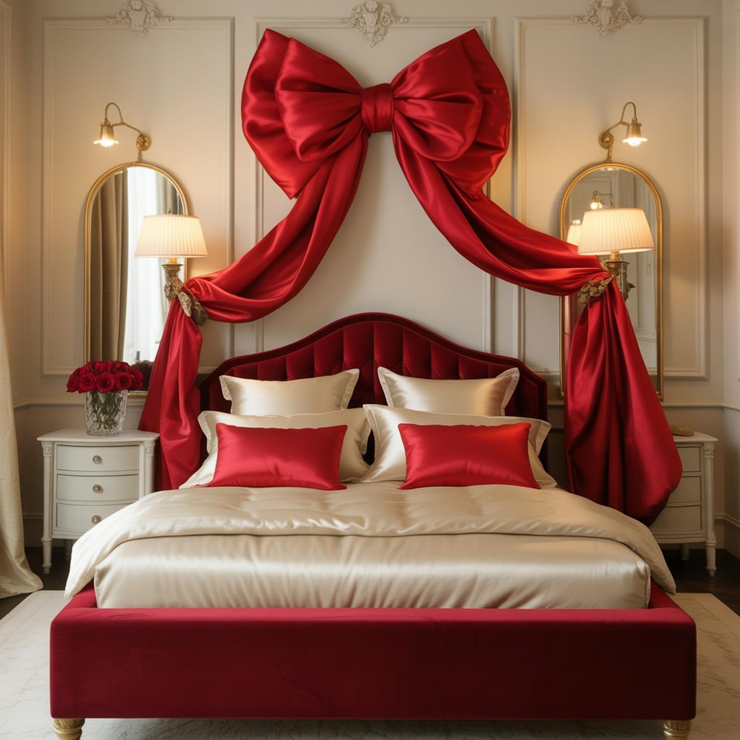 Froova 75x19 Inch Christmas Tree Topper Bows Big Red Bows Christmas Tree Decor Giant Large Satin Bow for Hoom Wall Backdrop Room Decorations for Wedding Birthday Party (Internal Stability Layer)