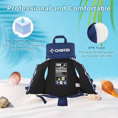 Chriffer Kids Swim Vest Life Jacket for 20-70 Pounds Boys and Girls, Zipper Style Easy On and Off, Floatation Life Jacket for 2, 3, 4, 5, 6, 7, 8, 9, 10 Years Old Beach Pool Water Park