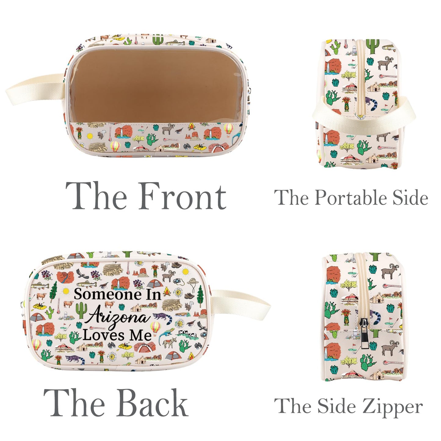 PXTIDY Arizona Souvenir Clear Toiletry Bag Long Distance Relationships Gift Someone In Arizona Loves Me Bag State Travel Gift