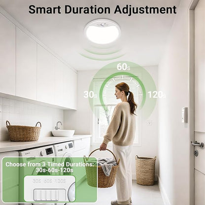 zemty 12inch 24W Motion Sensor Ceiling Light Wired, 3 Sensing Modes Motion Activated Closet Lights Black, 3000K/4000K/6500K Waterproof LED Ceiling Lamp for Pantry Closet Shower Hallway-4Pack
