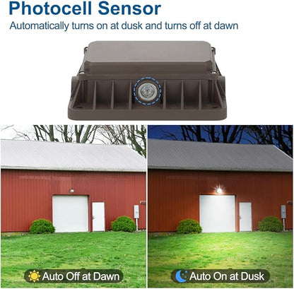 DAKASON 50W LED Flood Light Outdoor, Dusk-to-Dawn Photocell 180° Adjustable Knuckle, 6500LM 5000K Replaces 150-200W HPS/MH, IP65 Waterproof Outdoor Security Lighting Fixture, 100-277Vac, ETL Listed