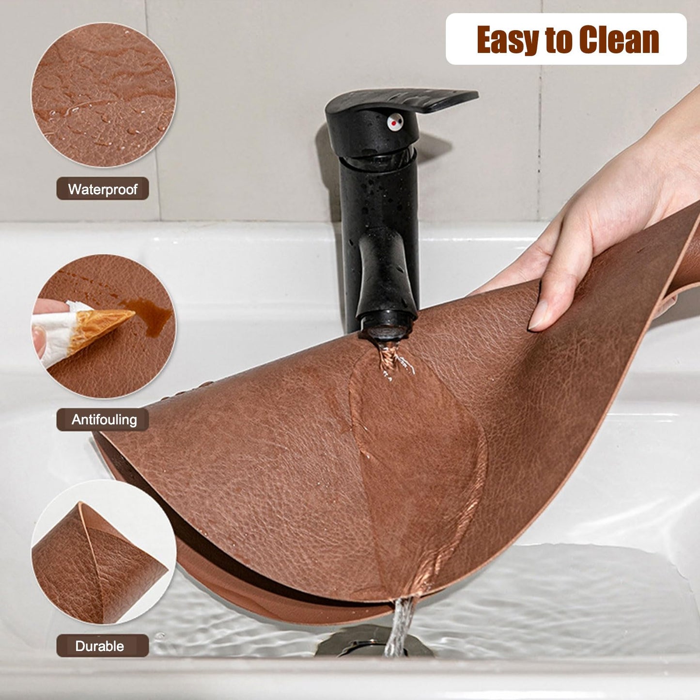 Gihunk PU Leather Placemats Set of 6,15 Inches Round placemats, Table Placemats and Easy to Wipe Off for Dining Table, Kitchen, Party Decoration