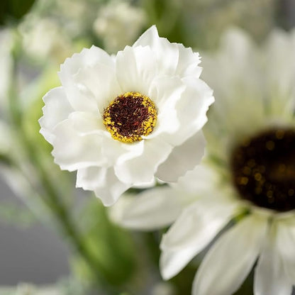 Sullivans Greenery Garland, Sunflower & Wispy Berry Spring Garland for Indoor, 66" White Flower Faux Life-Like Flower Garlands for Mantle Decor, Living Room, Home, & Office Fireplace Decorations