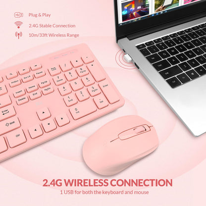 Wireless Keyboard and Mouse Combo - Rii Standard Office PC Keyboard and Optical Wireless Mice (Black)