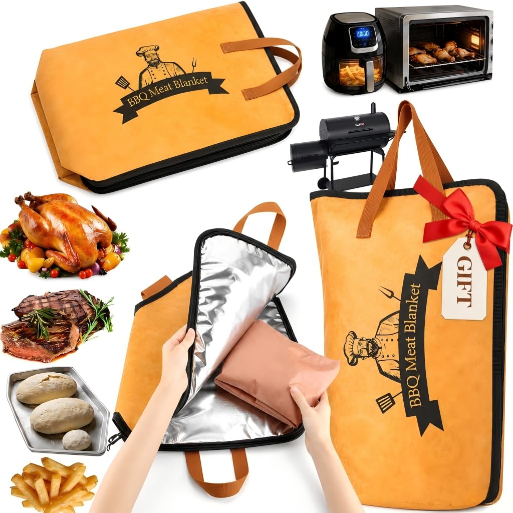BBQ Blanket for Resting Meat, Meat Resting Blanket for Grilling Accessories, Reusable Smoker Grilling Meat Insulated Resting Bag, BBQ Accessories for Large Brisket, Gifts for Men, Dad
