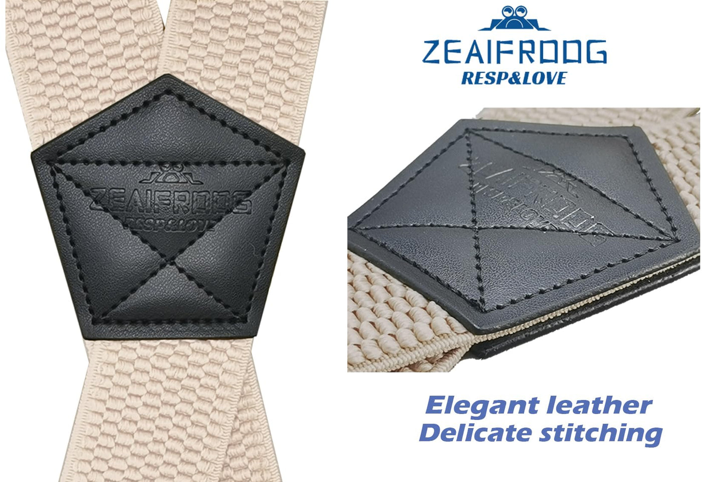 ZEAIFROOG Heavy Duty Suspenders for Men With Strong Plastic Clips Security Check Friendly.X-Shaped 1.5" Wide Khaki Men's Suspenders for Jeans or Pants